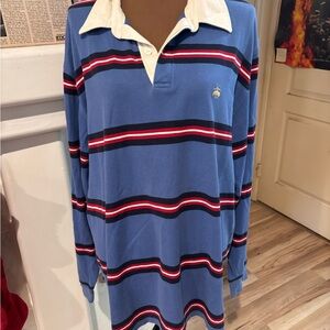 Blue/Lavender Striped Long Sleeve Polo Shirt size XL good condition.